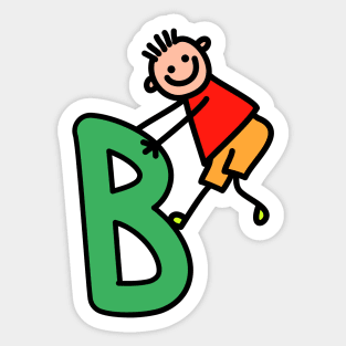 Letter B for Boys alphabet Kids Colorful Cartoon Character Sticker